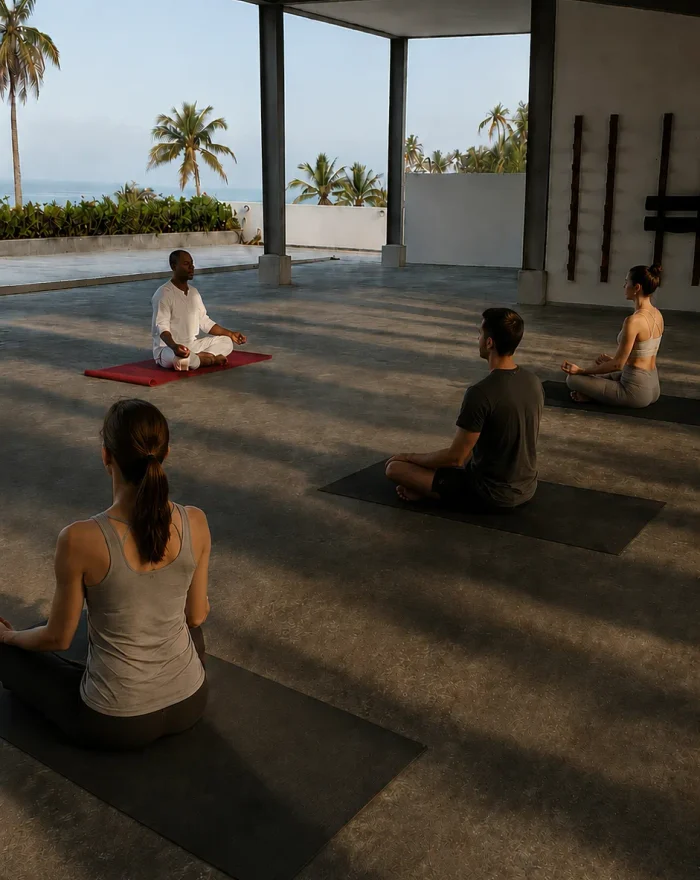 Yoga Session mit Blick auf den Ozean bei Villa Lanka Flair